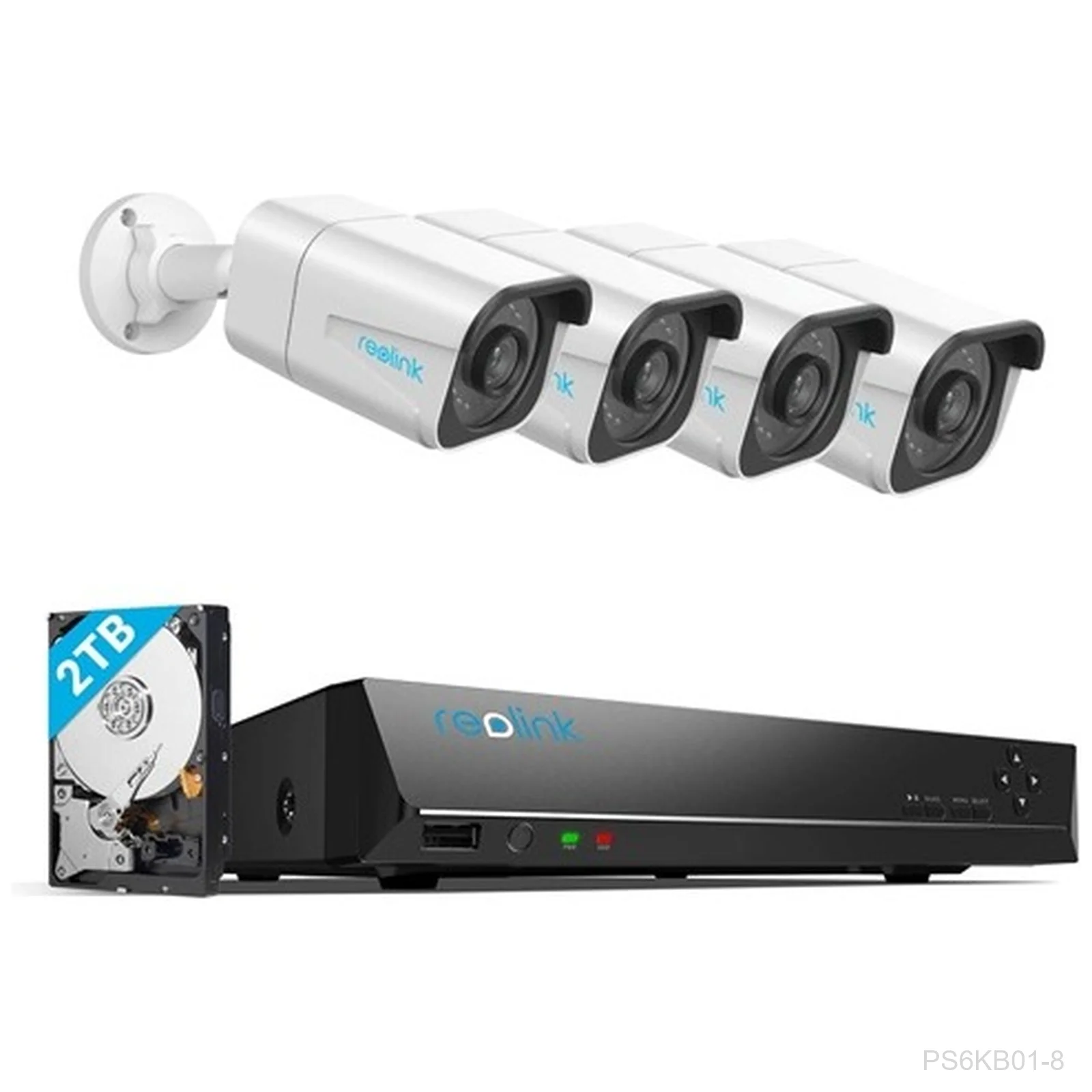 [PS6KB01-8] Reolink NVS8-12MB4, Bundle of 4 x 12MP Ultra HD Bulet Camera With 8-Channel POE NVR, 2TB HDD Built-in