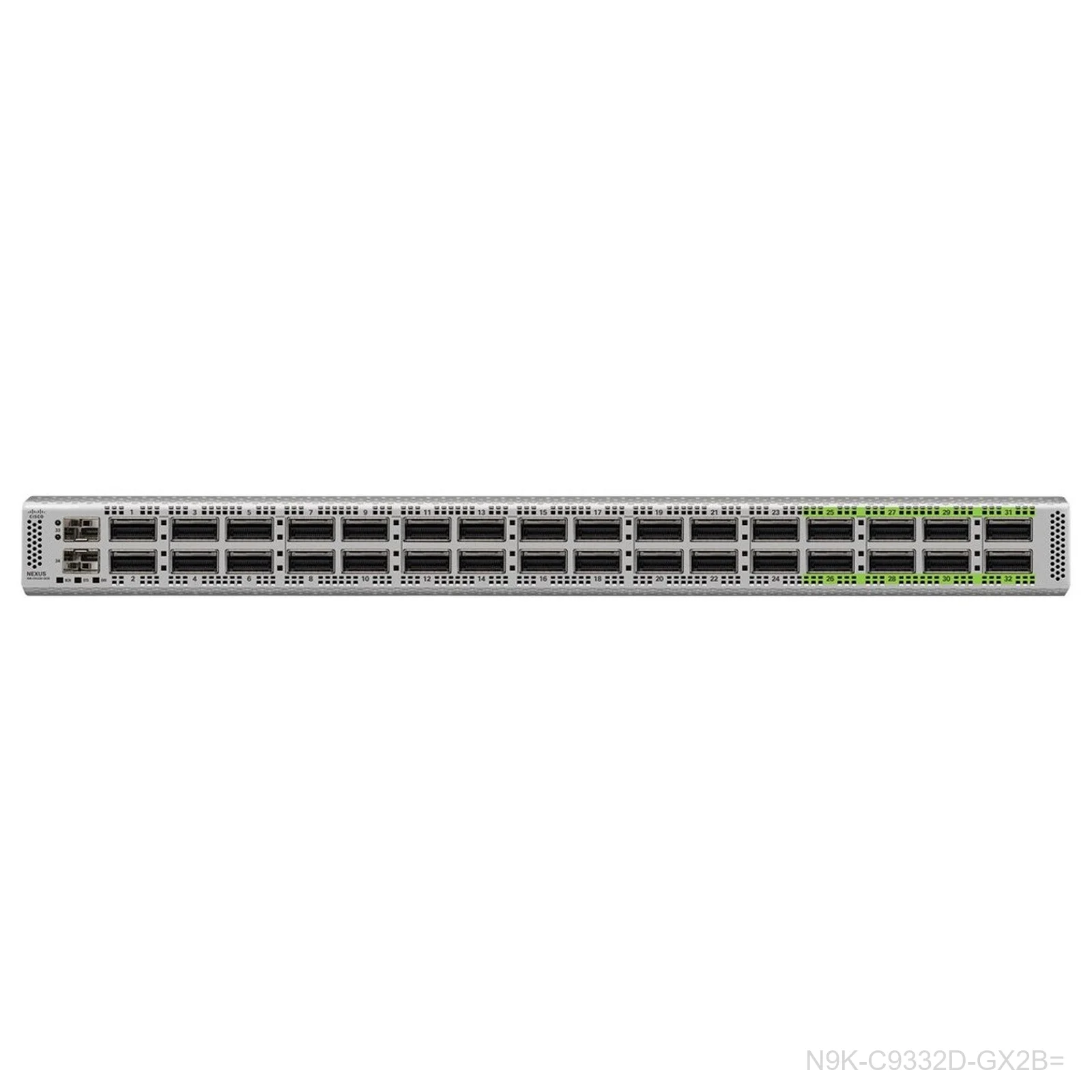 [N9K-C9332D-GX2B=] Cisco N9K-C9332D-GX2B= Nexus 9300 Switch, 32x 400G QSFP-DD, 2x 1/10G SFP+, Spare