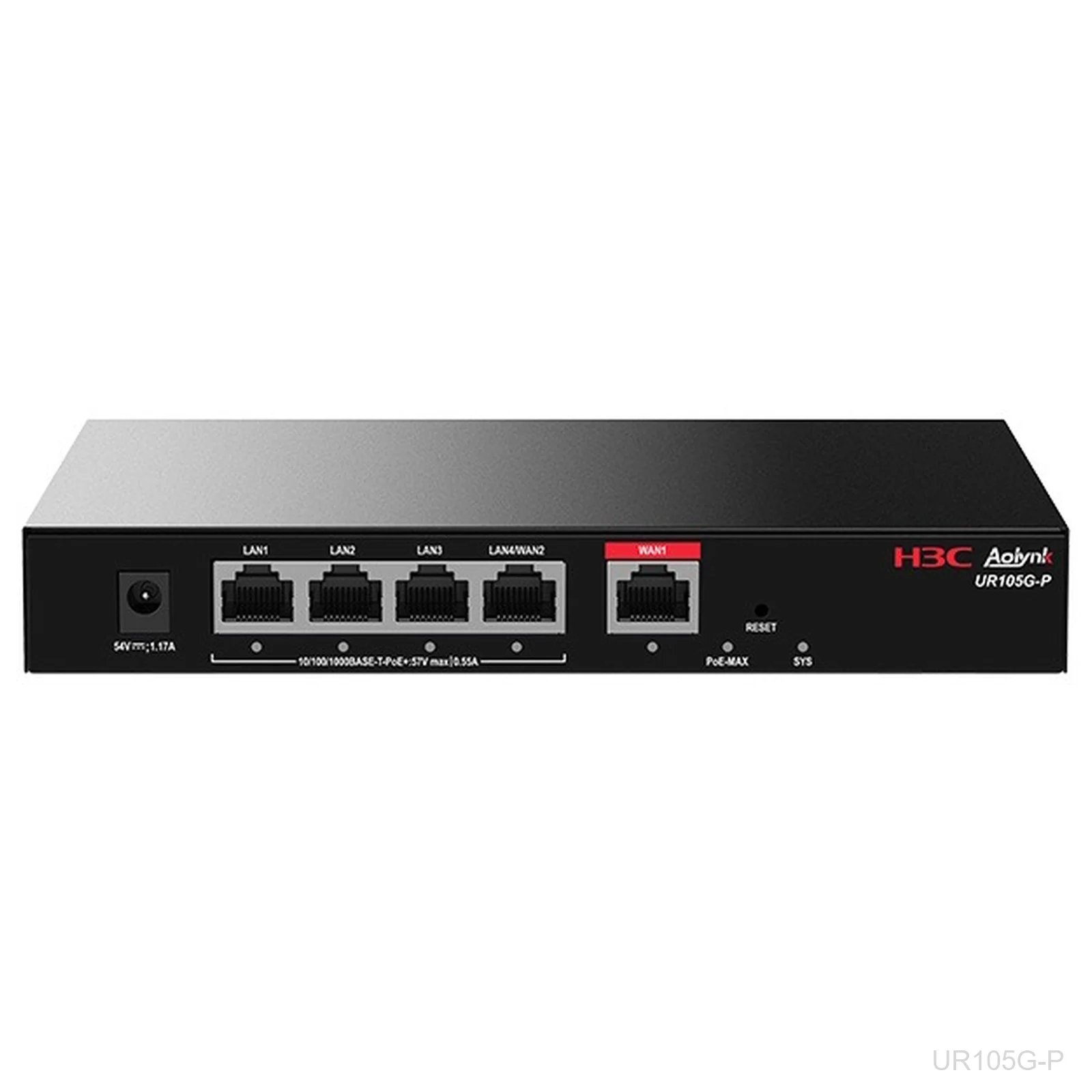 [UR105G-P] H3C UR105G-P Aolynk PoE Router, 4x GE LAN PoE+, 58W, 1x GE WAN, 9801A7X7