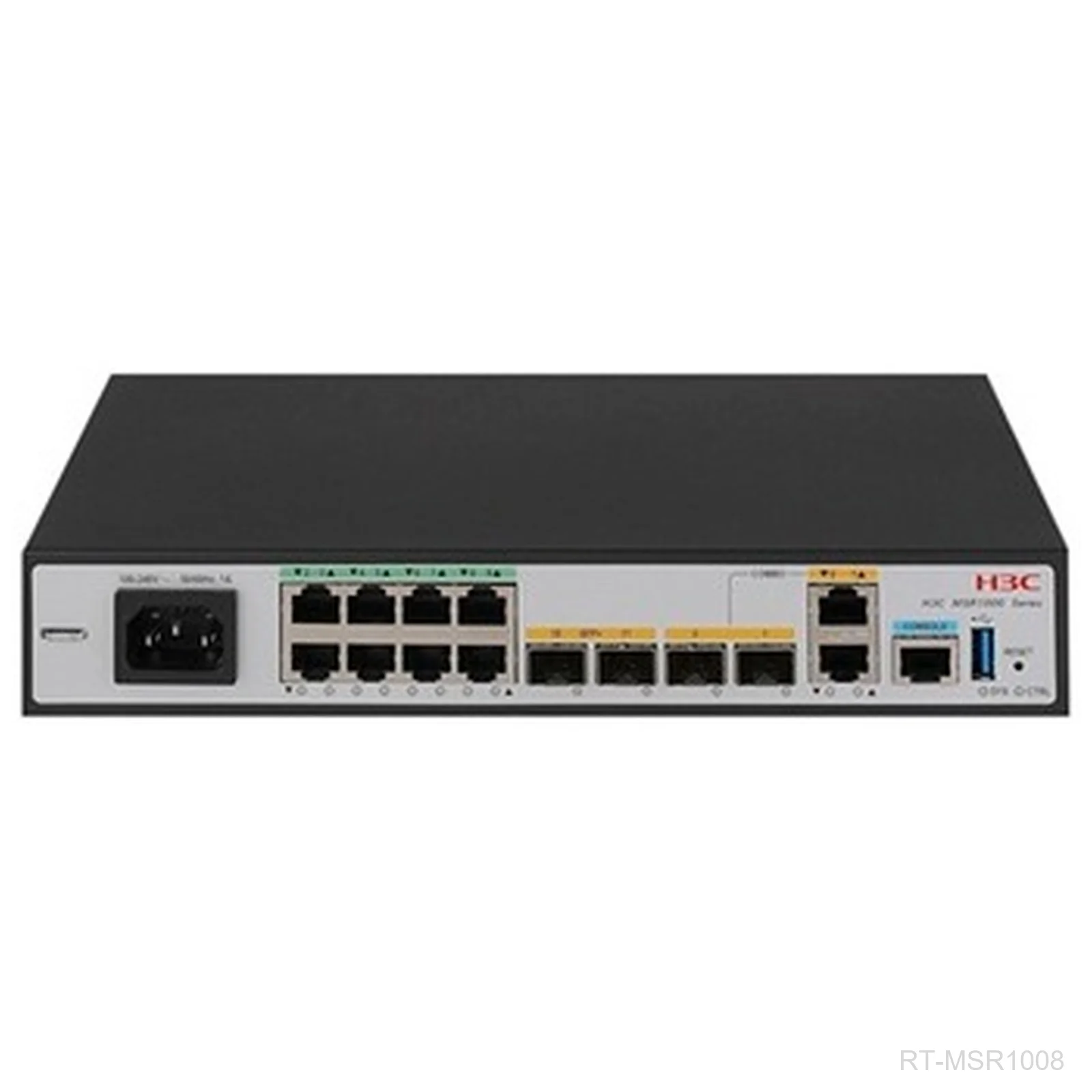 [RT-MSR1008] H3C RT-MSR1008 Enterprise Router, 8x GE LAN, 2x 10G SFP+, 2x GE Combo WAN, 9801A2WP