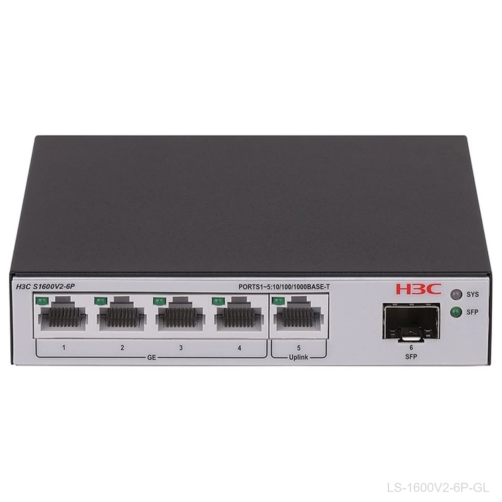 [LS-1600V2-6P-GL] H3C LS-1600V2-6P-GL 5-Port Web Managed Gigabit Switch, 1x SFP, 9801A67N