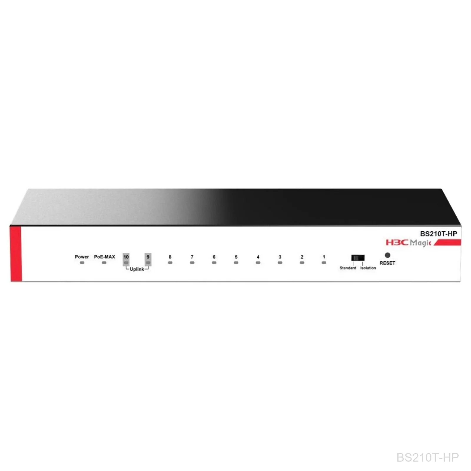 [BS210T-HP] H3C BS210T-HP Magic 8-Port Gigabit Unmanaged PoE+ Switch, 110W, 2x 1G Uplink, 9801A5BT