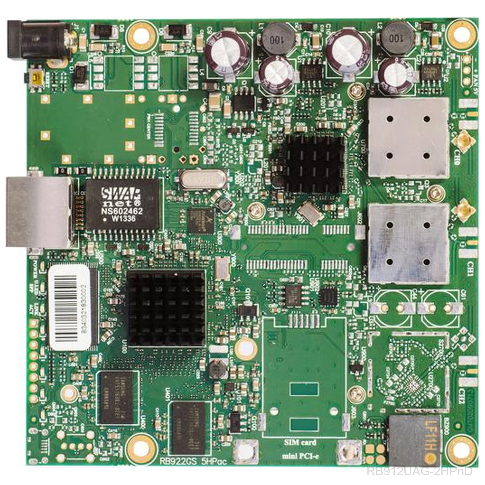[RB912UAG-2HPnD] MikroTik 600MHz CPU, 64MB RAM, 1xGigabit Ethernet, onboard 2.4Ghz wireless, miniPCI-express, USB, SIM slot, RouterOS L4