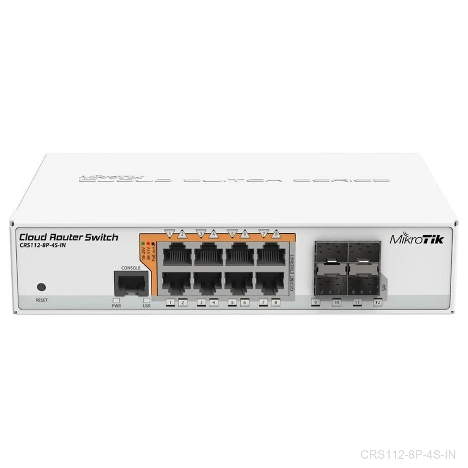 [CRS112-8P-4S-IN] Mikrotik CRS112-8P-4S-IN 8x Gigabit Ethernet Smart Switch with PoE-out, 4x SFP cages, 400MHz CPU, 128MB RAM, desktop case, RouterOS L5
