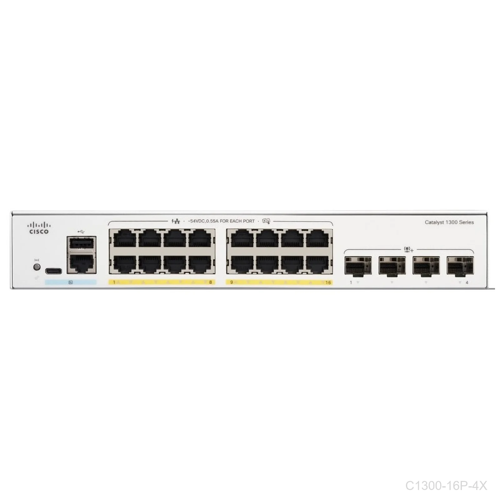 [C1300-16P-4X] Cisco C1300-16P-4X, 16 ports Giga POE+ 120W + 4 x 10G SFP uplink, Catalyst Switch