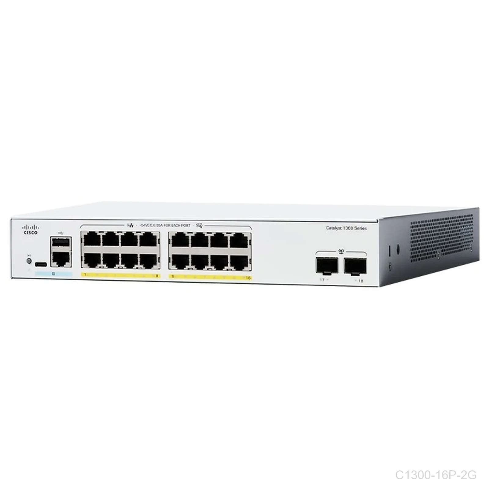 [C1300-16P-2G] Cisco C1300-16P-2G, 16 ports Giga POE+ 120W + 2 x 1G SFP uplink ports, Catalyst Switch